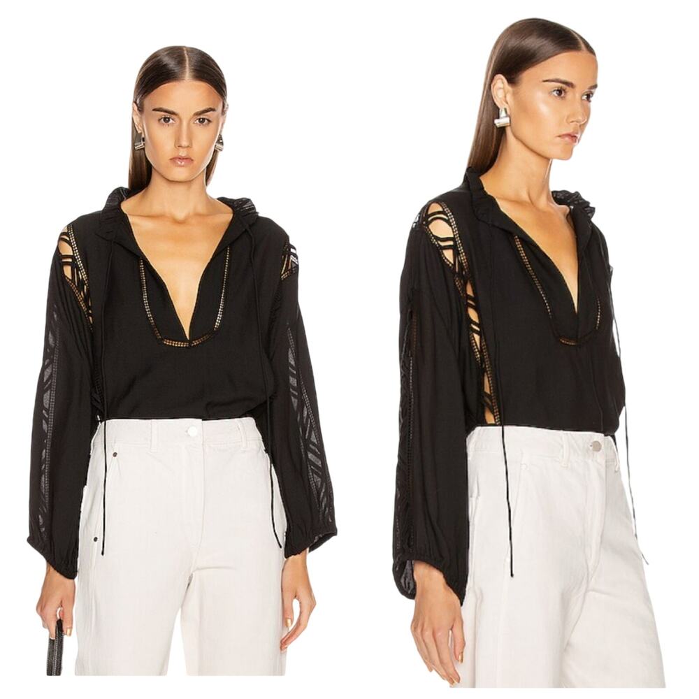 IRO FELICIA BLOUSE WITH LACE SLEEVES, SIZE 36